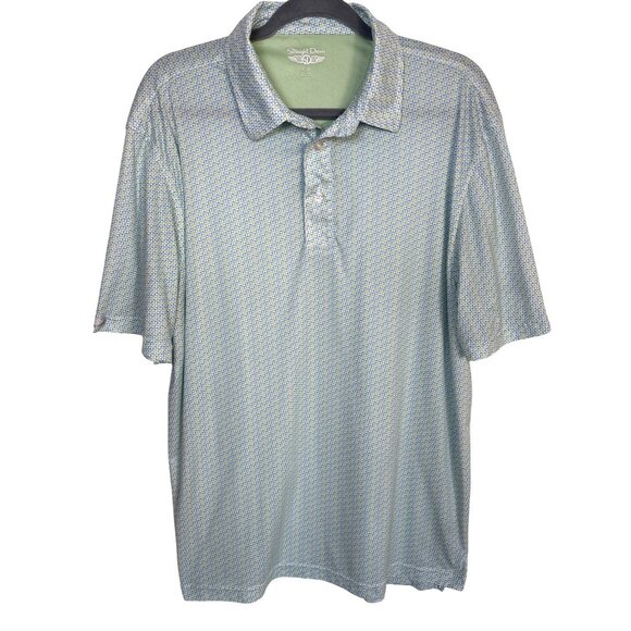 Straight Down Mens Size Large White Blue Green Short Sleeve Golf Polo North Ranc - Picture 1 of 9